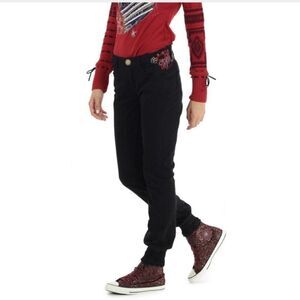 NWT Desigual Black Embroidered Port Pants‎ Size 0